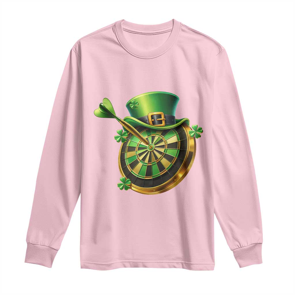 St Patricks Day Irish Darts Board Celebration Gift Long Sleeve Shirt TS12 Light Pink Print Your Wear