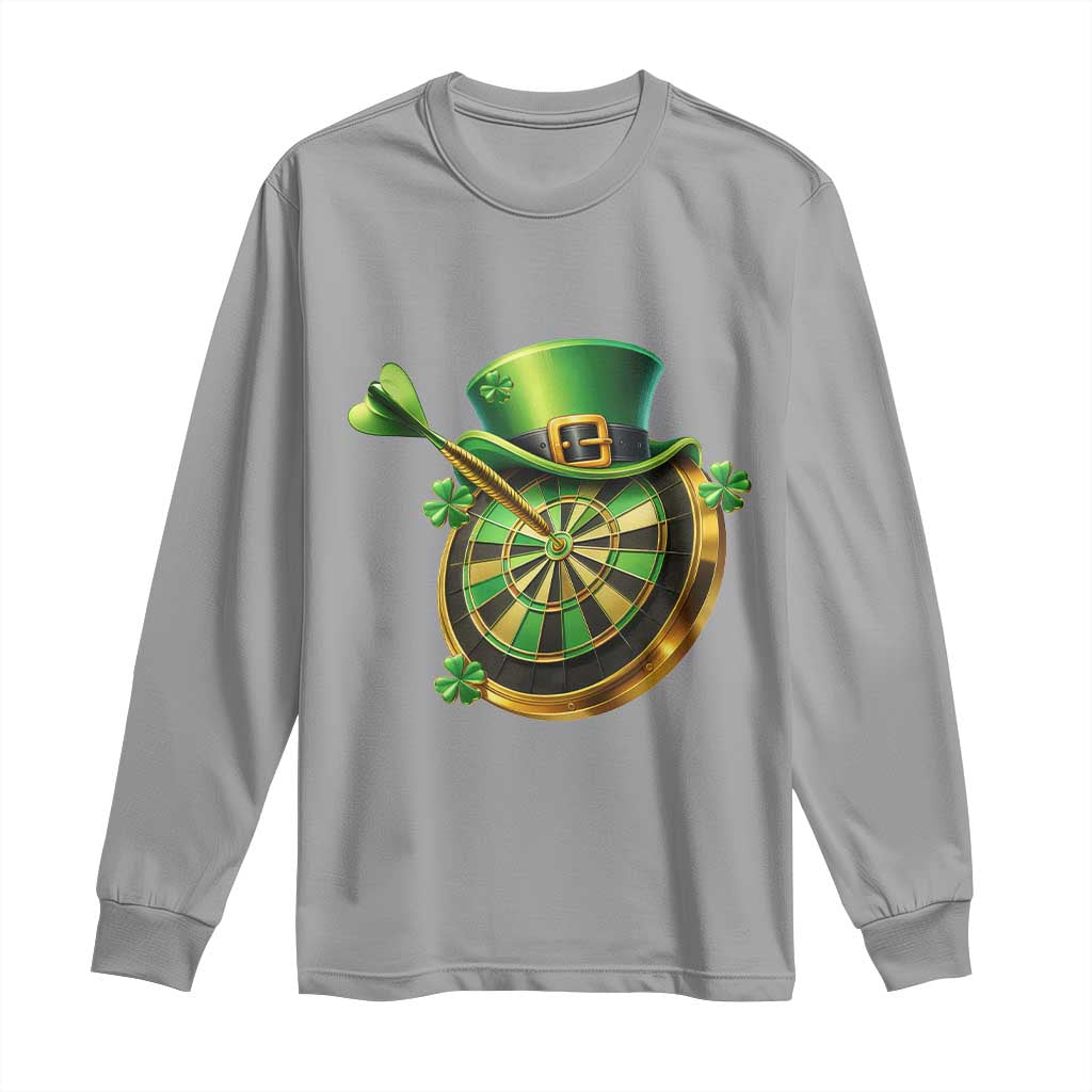 St Patricks Day Irish Darts Board Celebration Gift Long Sleeve Shirt TS12 Sport Gray Print Your Wear
