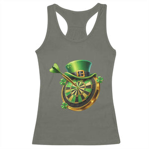 St Patricks Day Irish Darts Board Celebration Gift Racerback Tank Top TS12 Military Green Print Your Wear