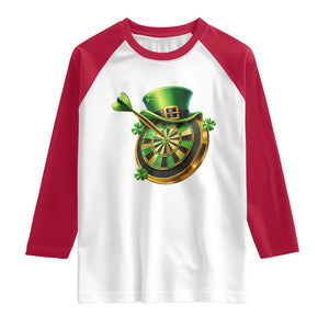 St Patricks Day Irish Darts Board Celebration Gift Raglan Shirt TS12 White Red Print Your Wear