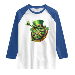 St Patricks Day Irish Darts Board Celebration Gift Raglan Shirt TS12 White Royal Print Your Wear