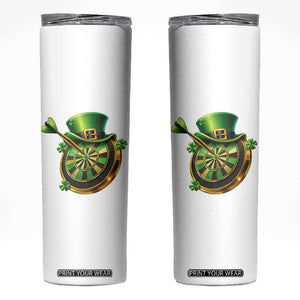 St Patricks Day Irish Darts Board Celebration Gift Skinny Tumbler TS12 White Print Your Wear