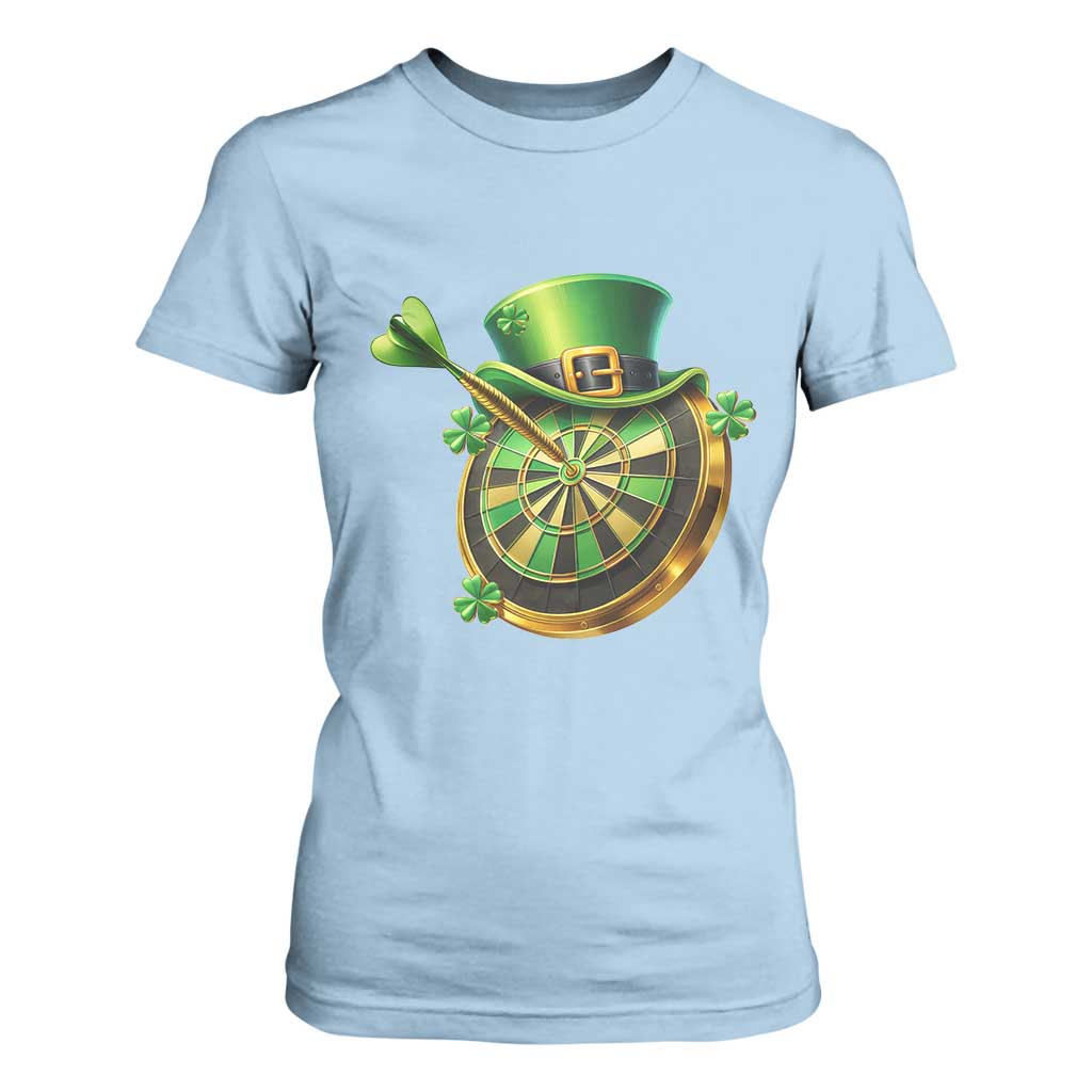 St Patricks Day Irish Darts Board Celebration Gift T Shirt For Women TS12 Light Blue Print Your Wear