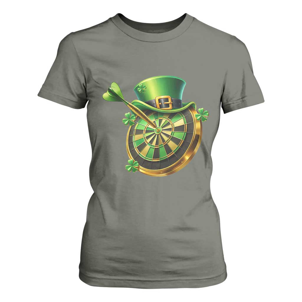 St Patricks Day Irish Darts Board Celebration Gift T Shirt For Women TS12 Military Green Print Your Wear