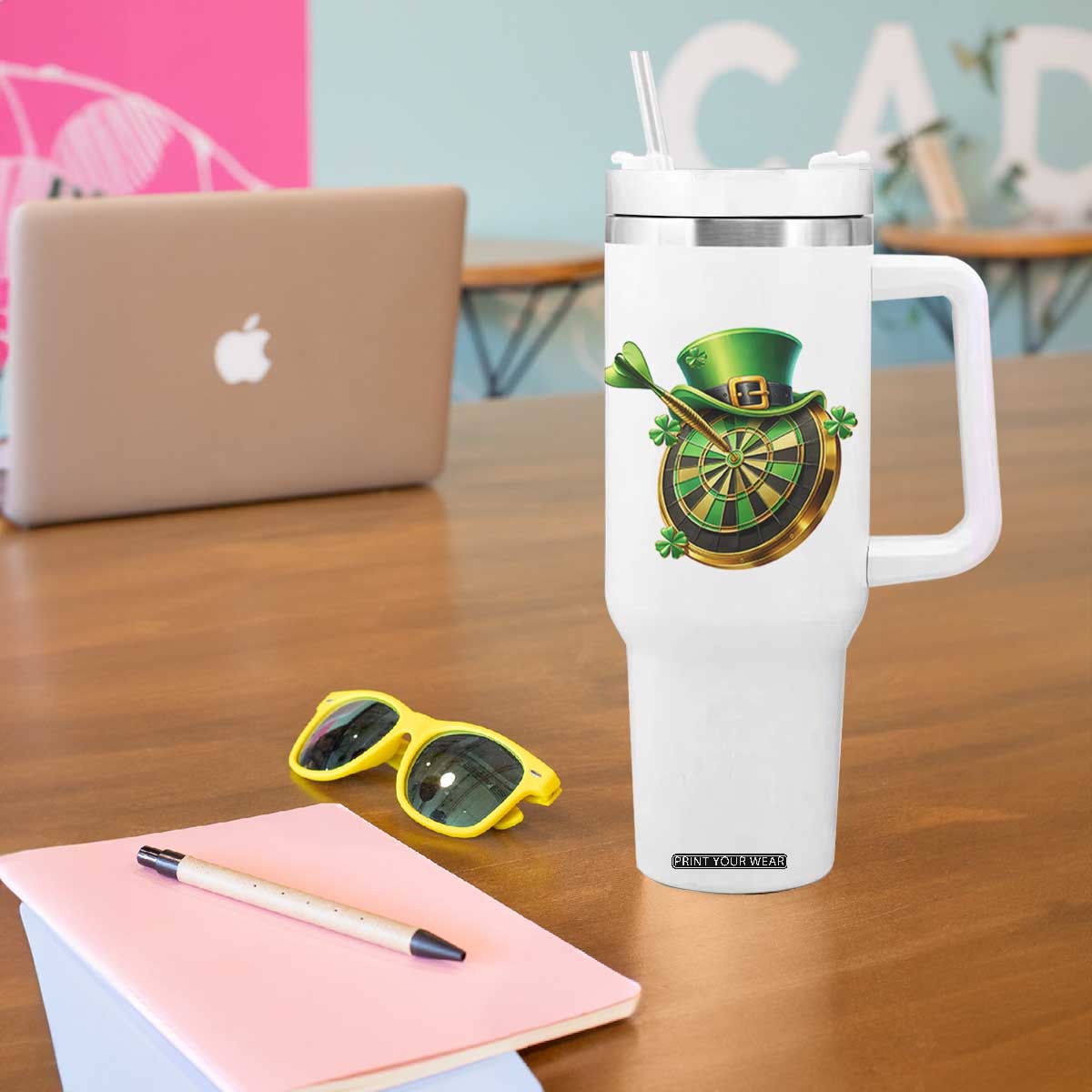 St Patricks Day Irish Darts Board Celebration Gift Tumbler With Handle TS12 Print Your Wear