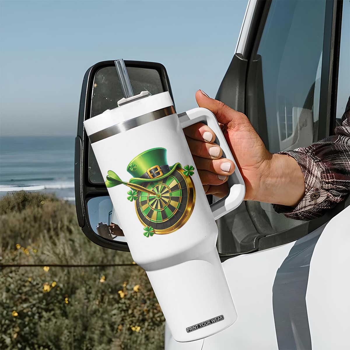 St Patricks Day Irish Darts Board Celebration Gift Tumbler With Handle TS12 Print Your Wear