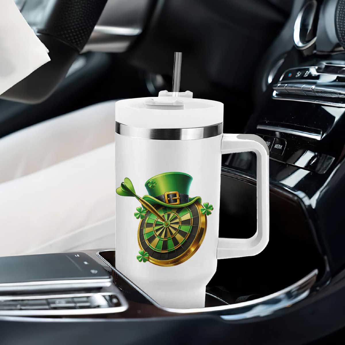St Patricks Day Irish Darts Board Celebration Gift Tumbler With Handle TS12 Print Your Wear