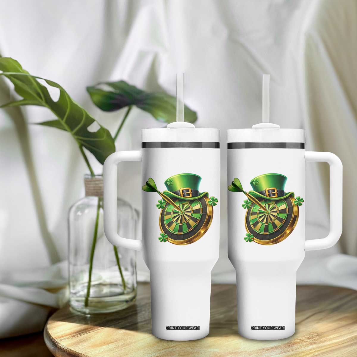 St Patricks Day Irish Darts Board Celebration Gift Tumbler With Handle TS12 Print Your Wear