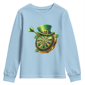 St Patricks Day Irish Darts Board Celebration Gift Youth Sweatshirt TS12 Light Blue Print Your Wear