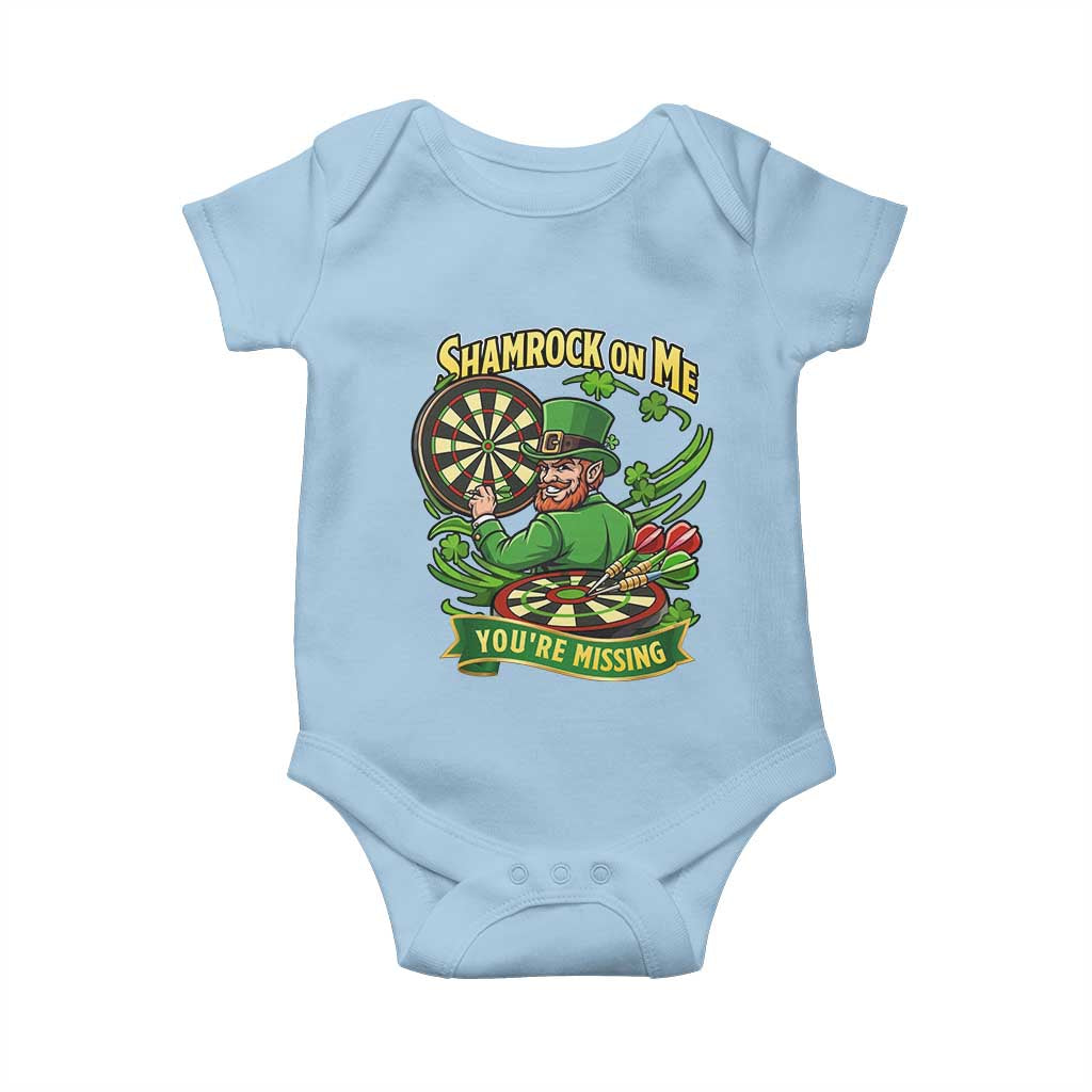 Shamrock On Me Youre Missing Baby Onesie St Patricks Day Darts Player Gift TS12 Light Blue Print Your Wear