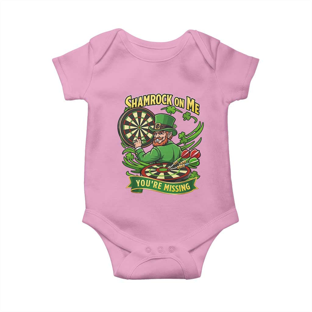 Shamrock On Me Youre Missing Baby Onesie St Patricks Day Darts Player Gift TS12 Light Pink Print Your Wear