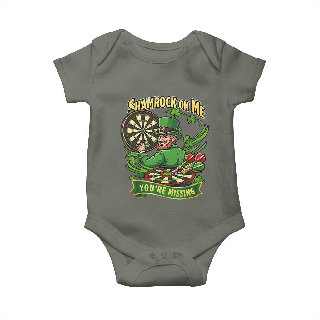 Shamrock On Me Youre Missing Baby Onesie St Patricks Day Darts Player Gift TS12 Military Green Print Your Wear