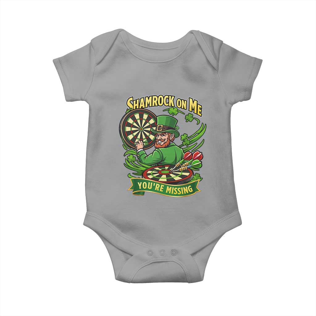 Shamrock On Me Youre Missing Baby Onesie St Patricks Day Darts Player Gift TS12 Sport Gray Print Your Wear