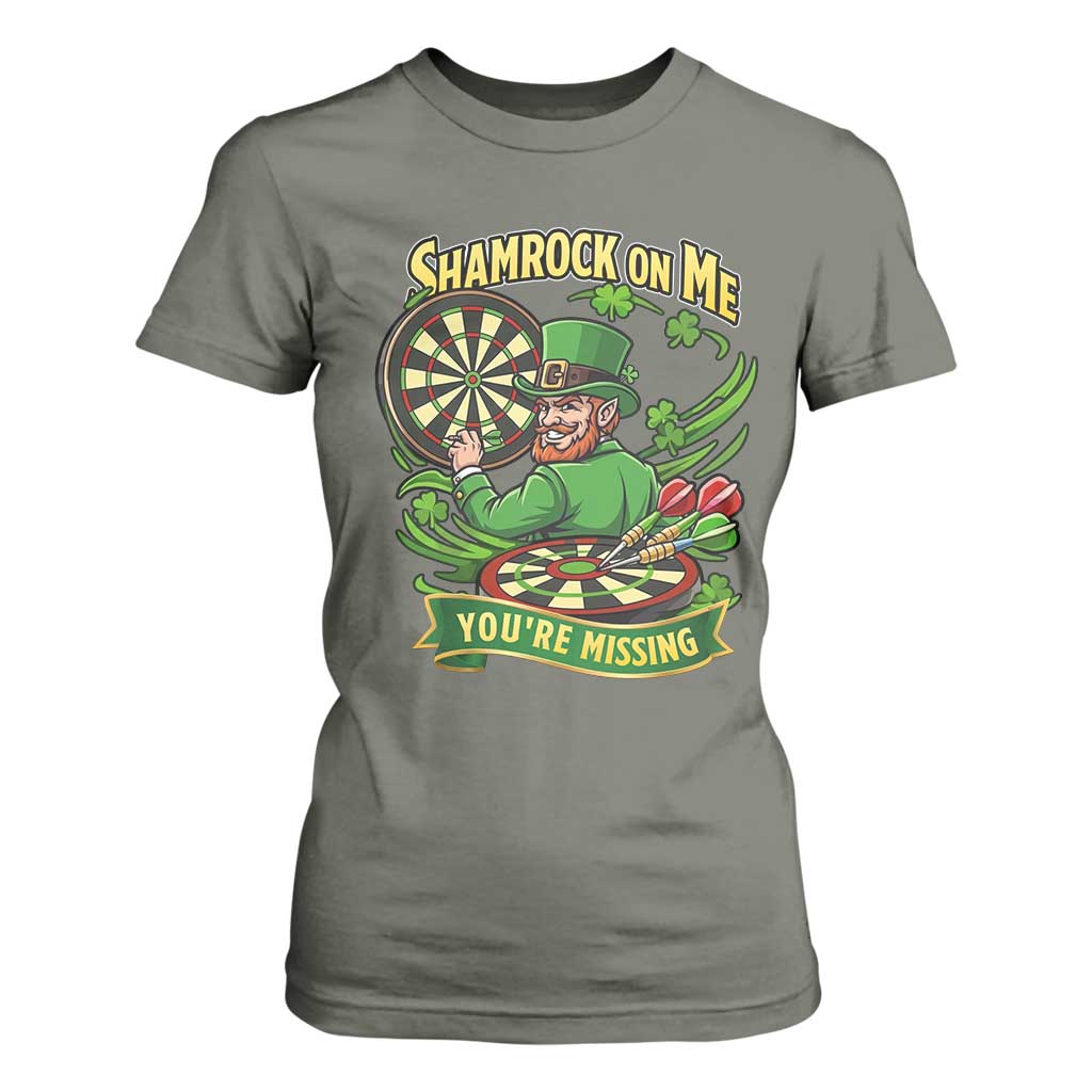 Shamrock On Me Youre Missing T Shirt For Women St Patricks Day Darts Player Gift TS12 Military Green Print Your Wear