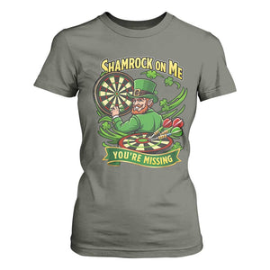 Shamrock On Me Youre Missing T Shirt For Women St Patricks Day Darts Player Gift TS12 Military Green Print Your Wear