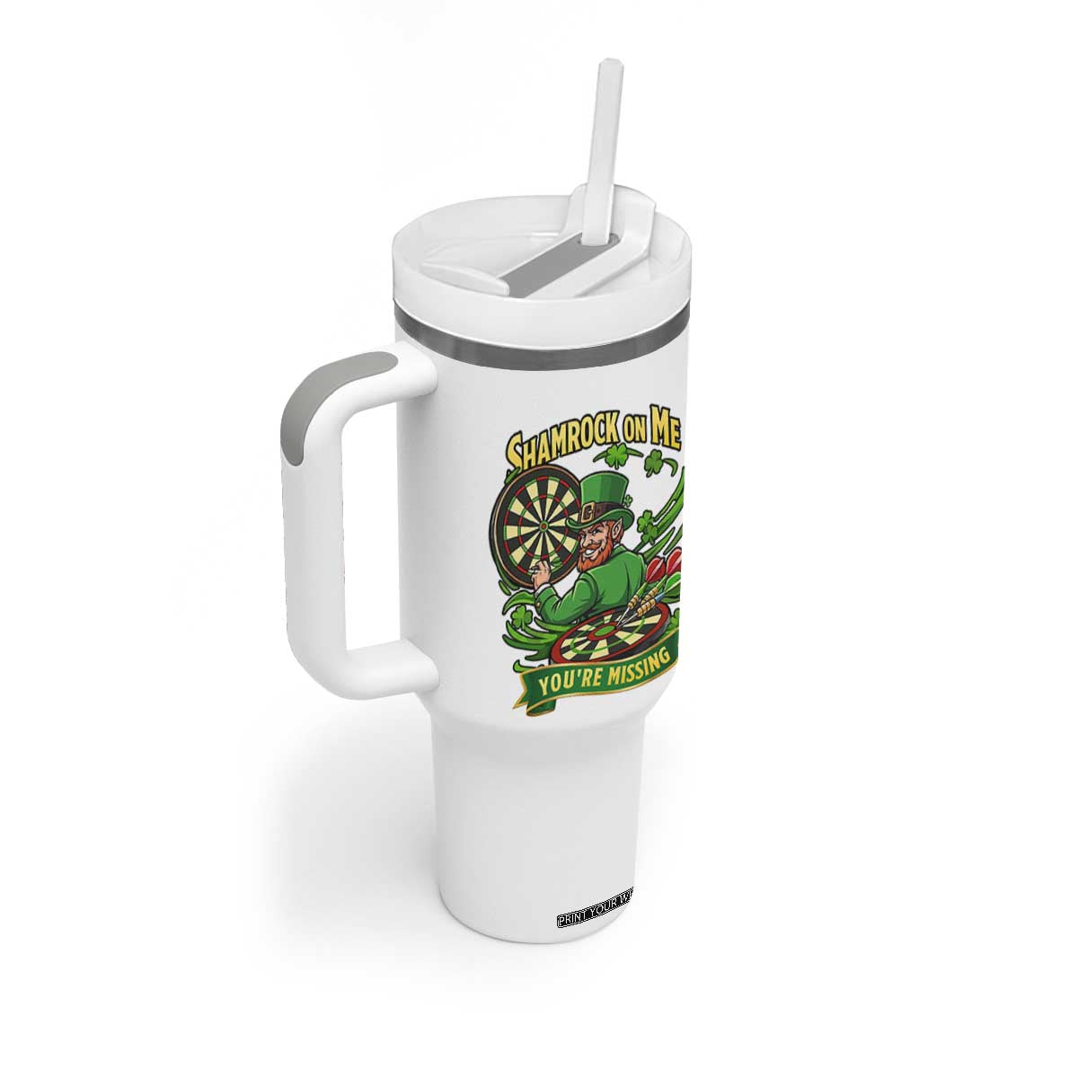 Shamrock On Me Youre Missing Tumbler With Handle St Patricks Day Darts Player Gift TS12 Print Your Wear