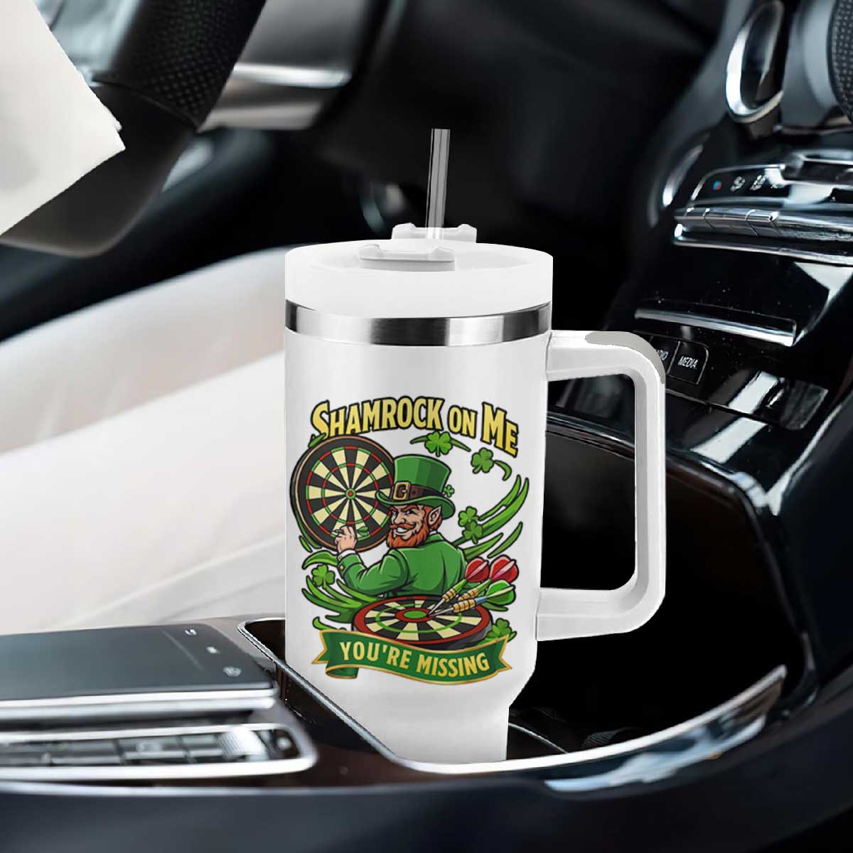 Shamrock On Me Youre Missing Tumbler With Handle St Patricks Day Darts Player Gift TS12 Print Your Wear