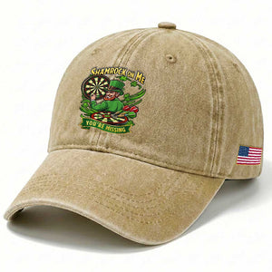 Shamrock On Me Youre Missing Washed Cotton Baseball Cap St Patricks Day Darts Player Gift TS12 Print Your Wear