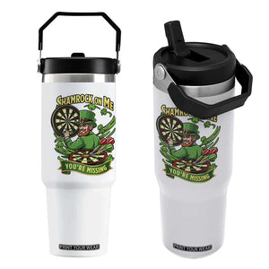 Shamrock On Me Youre Missing Flip Straw Tumbler St Patricks Day Darts Player Gift TS12 One Size: 30 oz White Print Your Wear