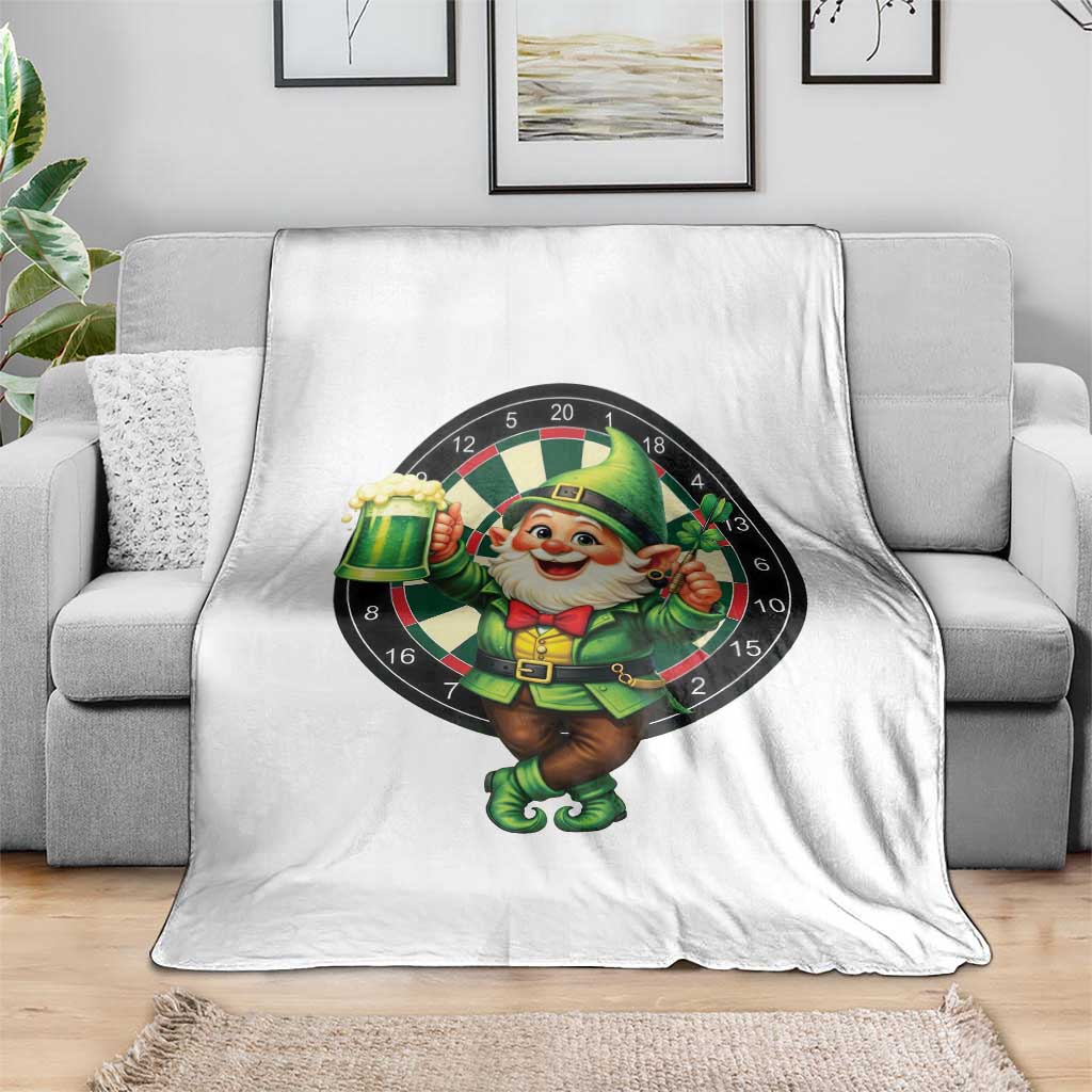 Cheerful Gnome Playing Darts Throw Blanket St Patricks Day Gift TS12 Print Your Wear