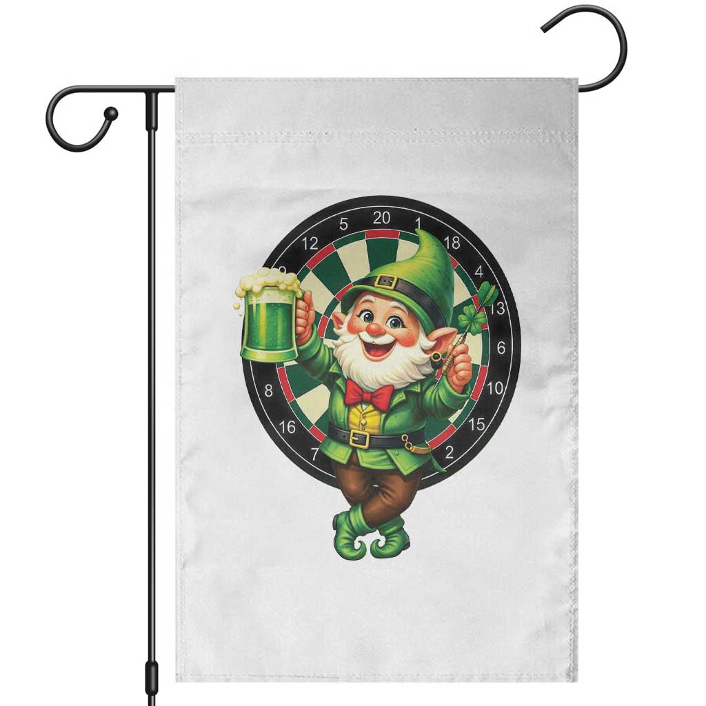 Cheerful Gnome Playing Darts Garden Flag St Patricks Day Gift TS12 White Print Your Wear