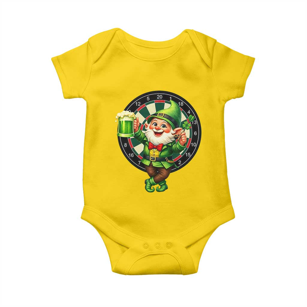 Cheerful Gnome Playing Darts Baby Onesie St Patricks Day Gift TS12 Daisy Print Your Wear