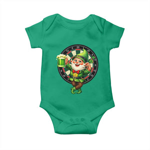 Cheerful Gnome Playing Darts Baby Onesie St Patricks Day Gift TS12 Irish Green Print Your Wear