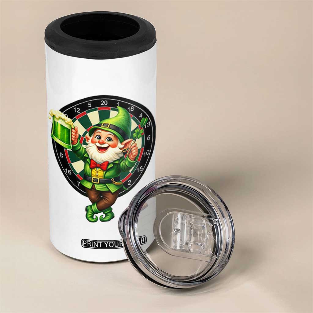 Cheerful Gnome Playing Darts 4 in 1 Can Cooler Tumbler St Patricks Day Gift TS12 Print Your Wear