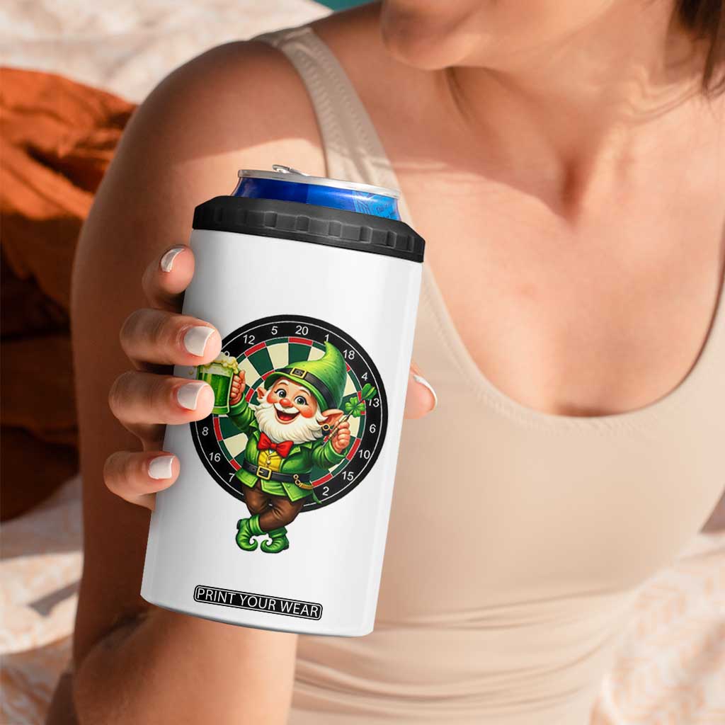 Cheerful Gnome Playing Darts 4 in 1 Can Cooler Tumbler St Patricks Day Gift TS12 Print Your Wear