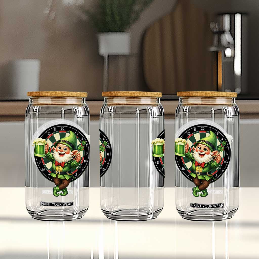 Cheerful Gnome Playing Darts Glass Can St Patricks Day Gift TS12 Print Your Wear