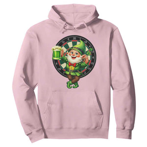 Cheerful Gnome Playing Darts Hoodie St Patricks Day Gift TS12 Light Pink Print Your Wear