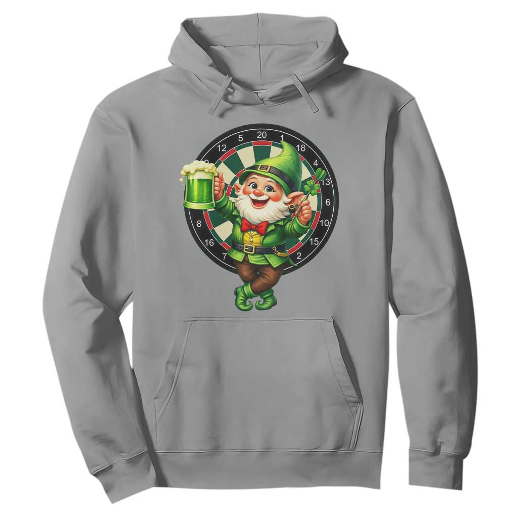 Cheerful Gnome Playing Darts Hoodie St Patricks Day Gift TS12 Sport Gray Print Your Wear