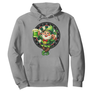 Cheerful Gnome Playing Darts Hoodie St Patricks Day Gift TS12 Sport Gray Print Your Wear