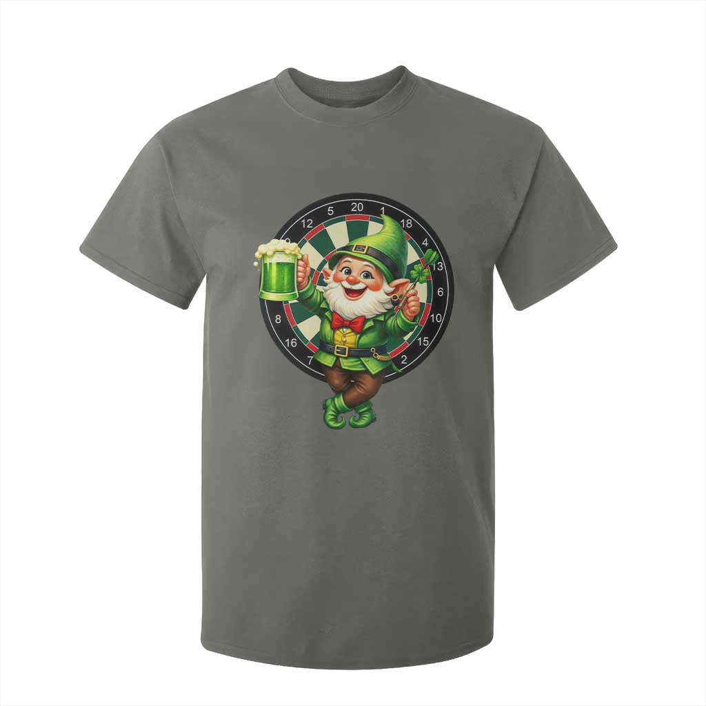 Cheerful Gnome Playing Darts T Shirt For Kid St Patricks Day Gift TS12 Military Green Print Your Wear
