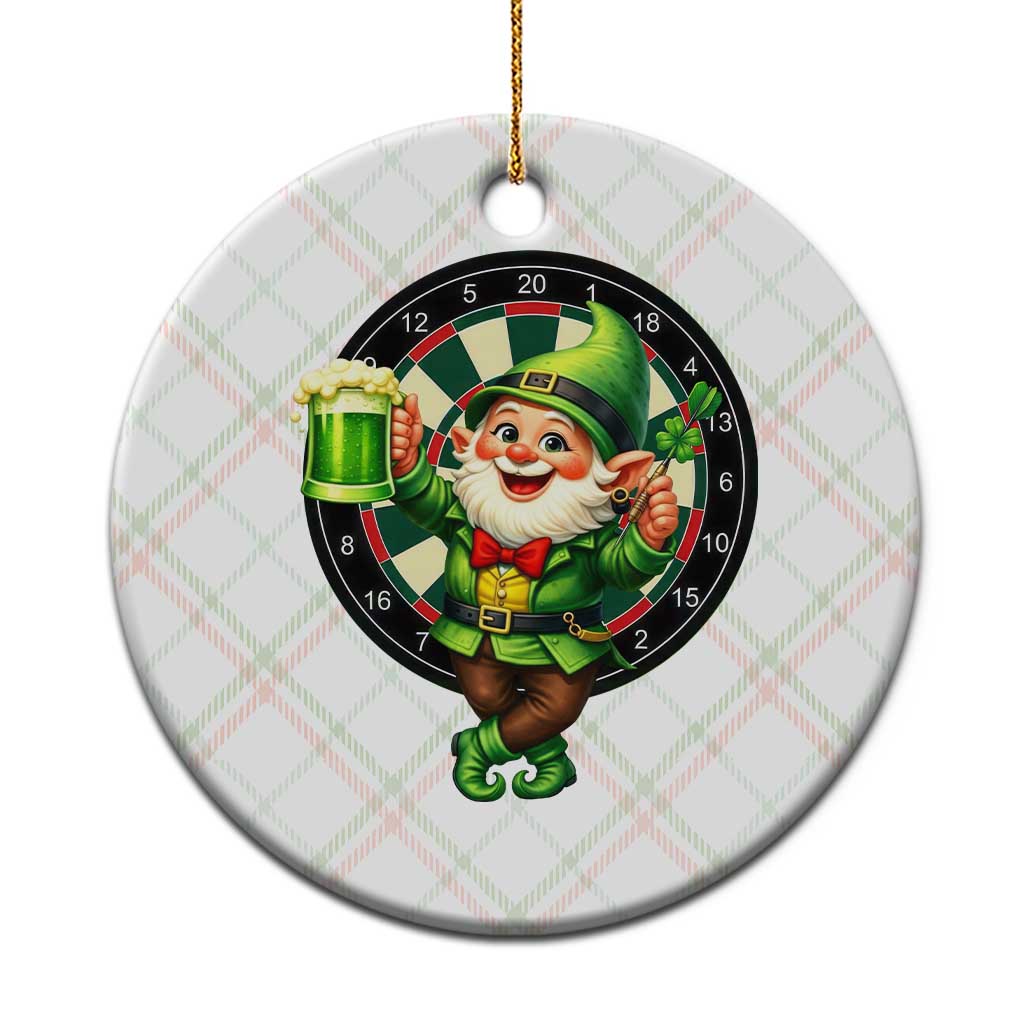 Cheerful Gnome Playing Darts Ceramic Ornament St Patricks Day Gift TS12 1pc Christmas Plaid Print Your Wear