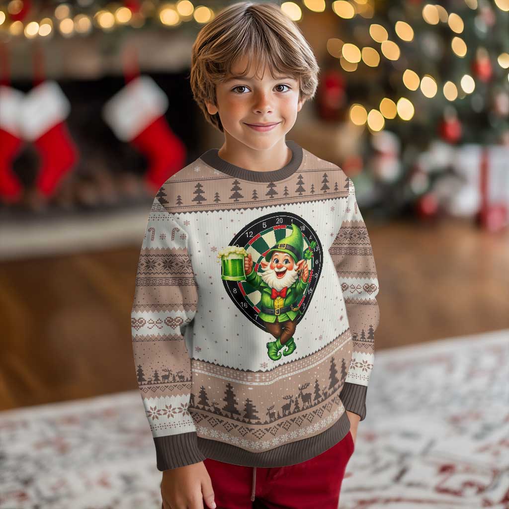 Cheerful Gnome Playing Darts Ugly Christmas Sweater St Patricks Day Gift TS12 Mocha Mousse Print Your Wear