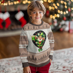 Cheerful Gnome Playing Darts Ugly Christmas Sweater St Patricks Day Gift TS12 Mocha Mousse Print Your Wear