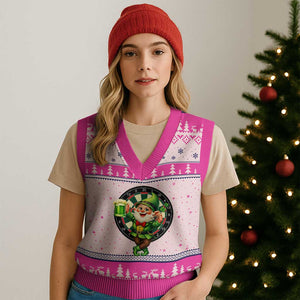 Cheerful Gnome Playing Darts V-Neck Knit Sweater Vest St Patricks Day Gift TS12 Hot Pink Print Your Wear