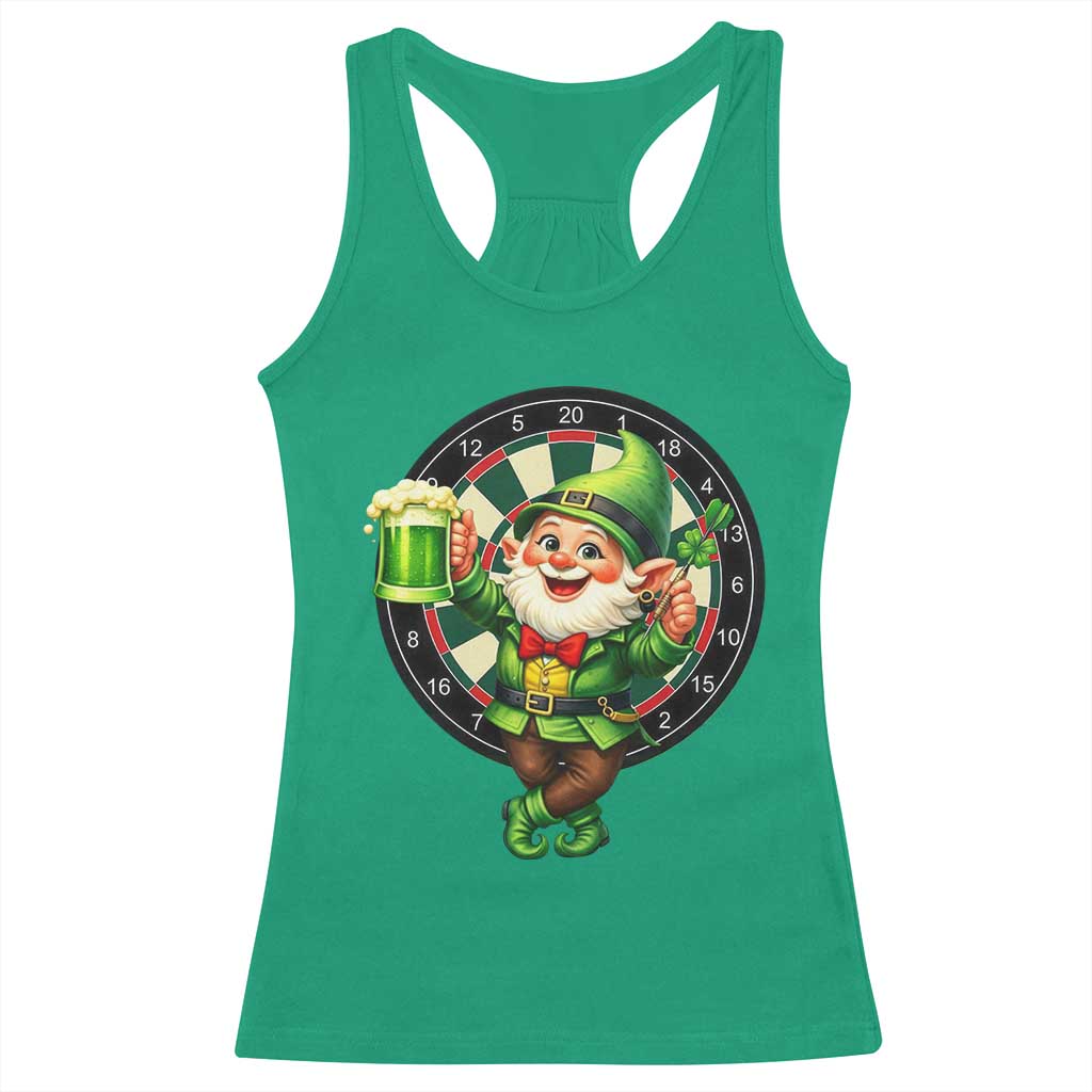 Cheerful Gnome Playing Darts Racerback Tank Top St Patricks Day Gift TS12 Irish Green Print Your Wear