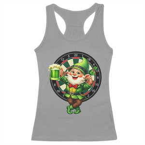Cheerful Gnome Playing Darts Racerback Tank Top St Patricks Day Gift TS12 Sport Gray Print Your Wear