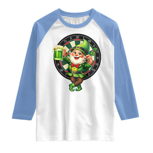 Cheerful Gnome Playing Darts Raglan Shirt St Patricks Day Gift TS12 White Carolina Blue Print Your Wear