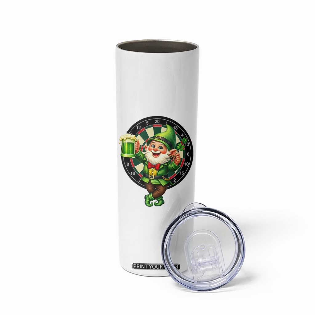 Cheerful Gnome Playing Darts Skinny Tumbler St Patricks Day Gift TS12 Print Your Wear