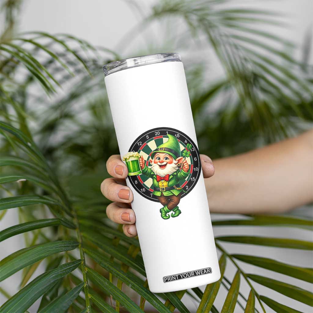 Cheerful Gnome Playing Darts Skinny Tumbler St Patricks Day Gift TS12 Print Your Wear