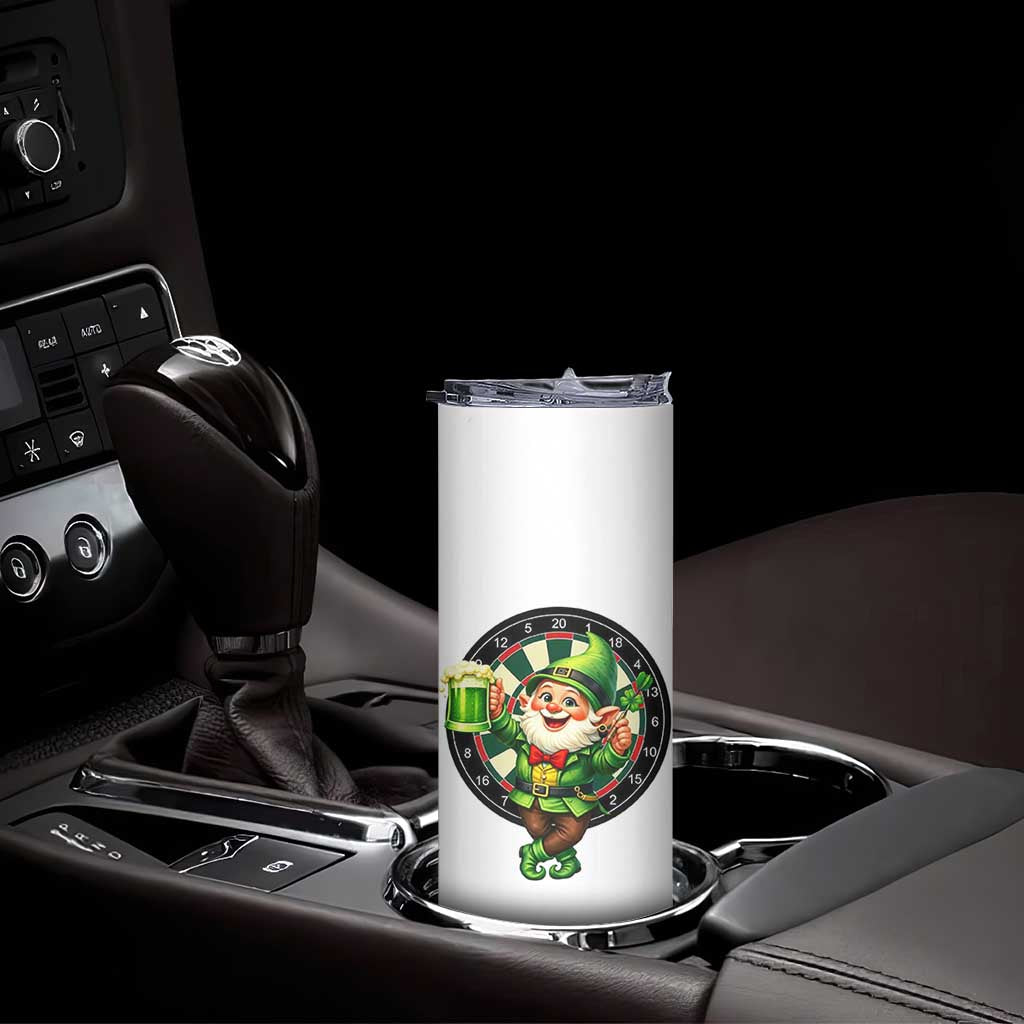 Cheerful Gnome Playing Darts Skinny Tumbler St Patricks Day Gift TS12 Print Your Wear