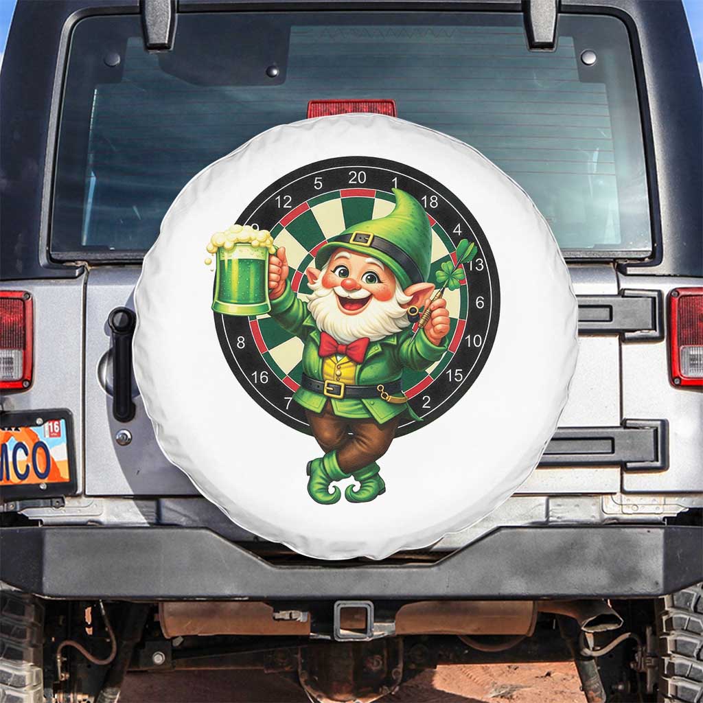 Cheerful Gnome Playing Darts Spare Tire Cover St Patricks Day Gift TS12 No hole White Print Your Wear