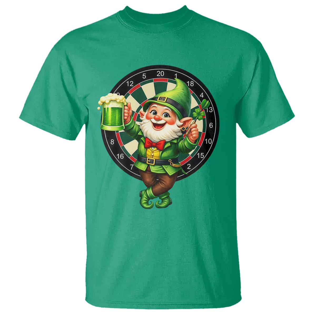 Cheerful Gnome Playing Darts T Shirt St Patricks Day Gift TS12 Irish Green Print Your Wear