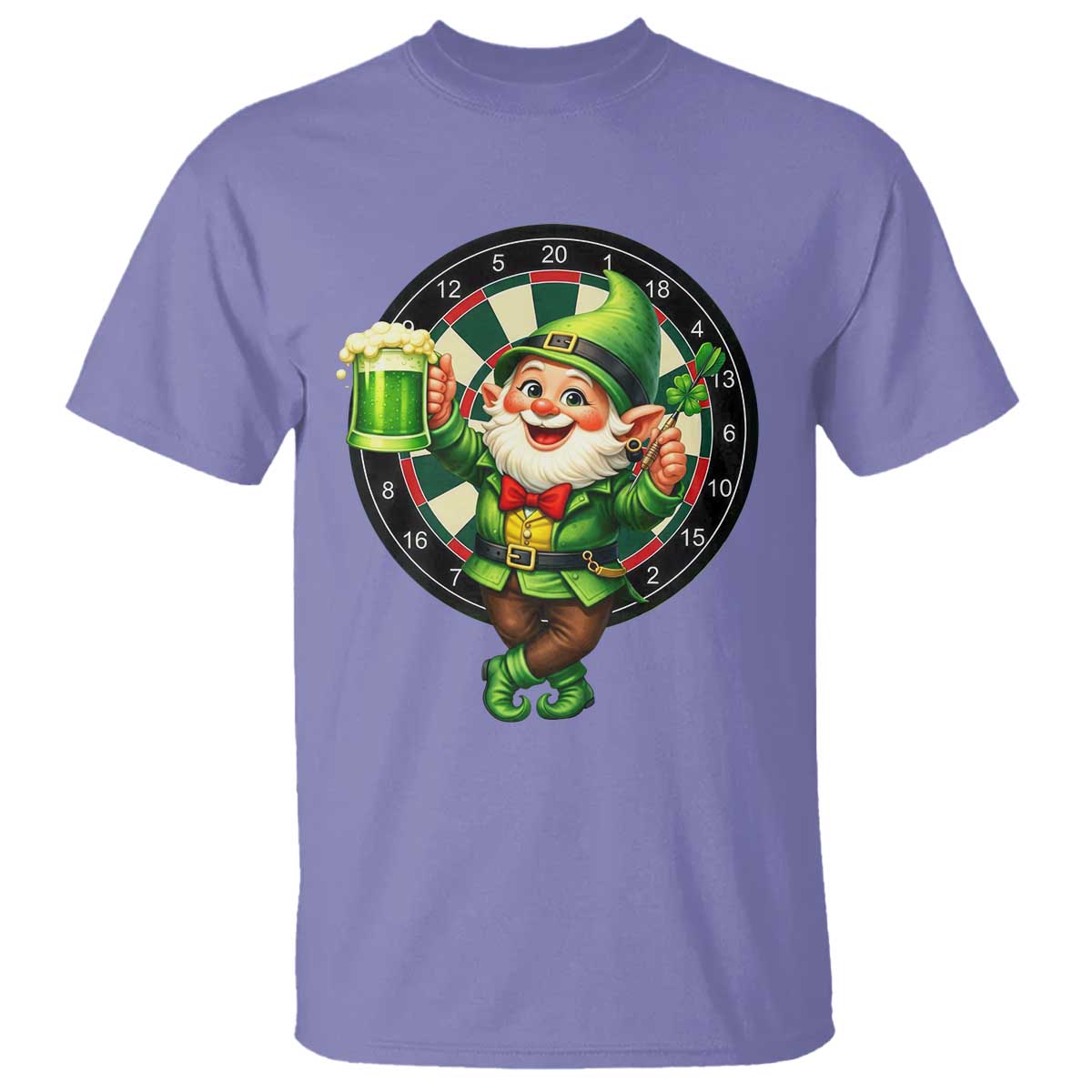 Cheerful Gnome Playing Darts T Shirt St Patricks Day Gift TS12 Violet Print Your Wear