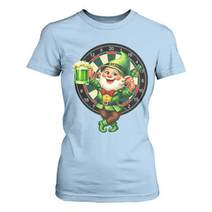 Cheerful Gnome Playing Darts T Shirt For Women St Patricks Day Gift TS12 Light Blue Print Your Wear