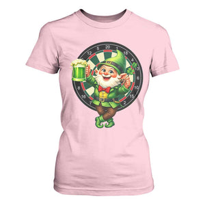 Cheerful Gnome Playing Darts T Shirt For Women St Patricks Day Gift TS12 Light Pink Print Your Wear