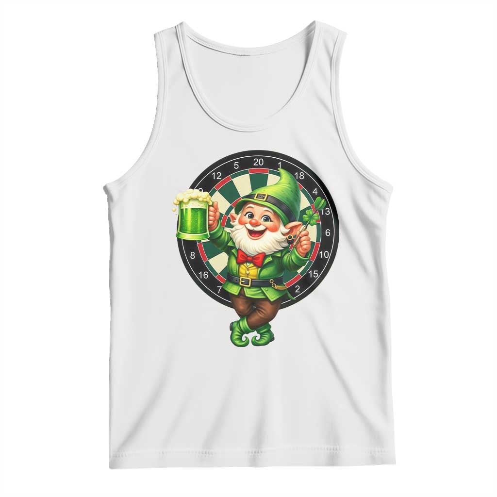 Cheerful Gnome Playing Darts Tank Top St Patricks Day Gift TS12 White Print Your Wear